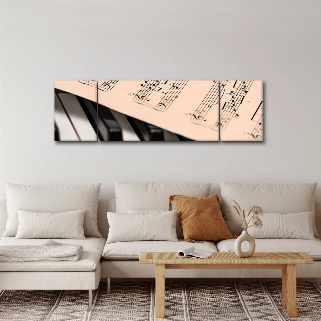 Obraz fortepianu z nutami (170x50 cm)