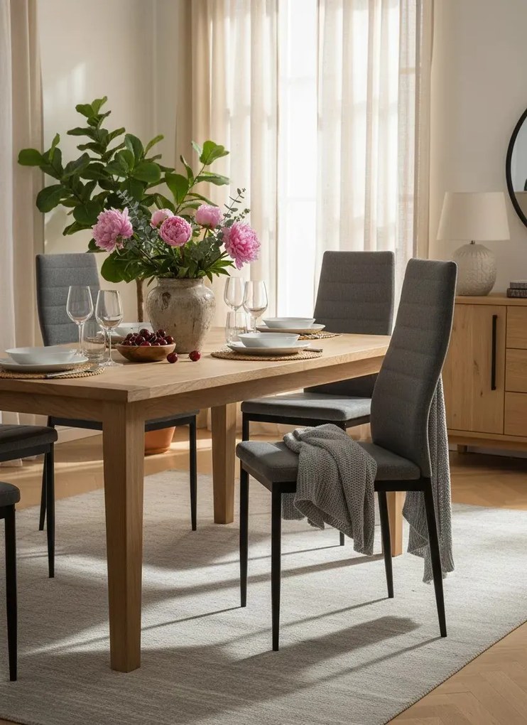 Zestaw 6 jasnoszarych tapicerowanych krzeseł G1-P27