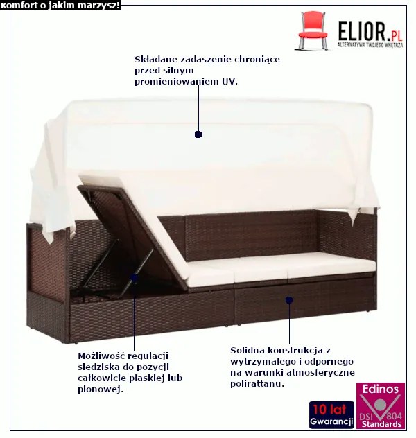 Brązowa sofa ogrodowa z zadaszeniem W0-E97