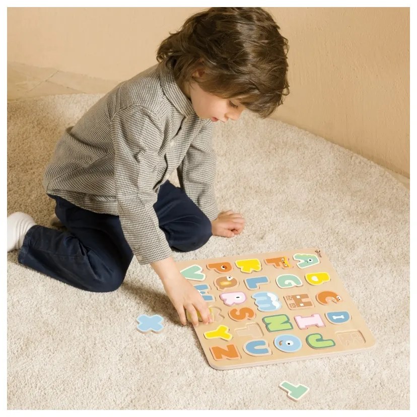 Classic world drewniane puzzle montessori układanka nauka alfabetu liter słów 27 el.