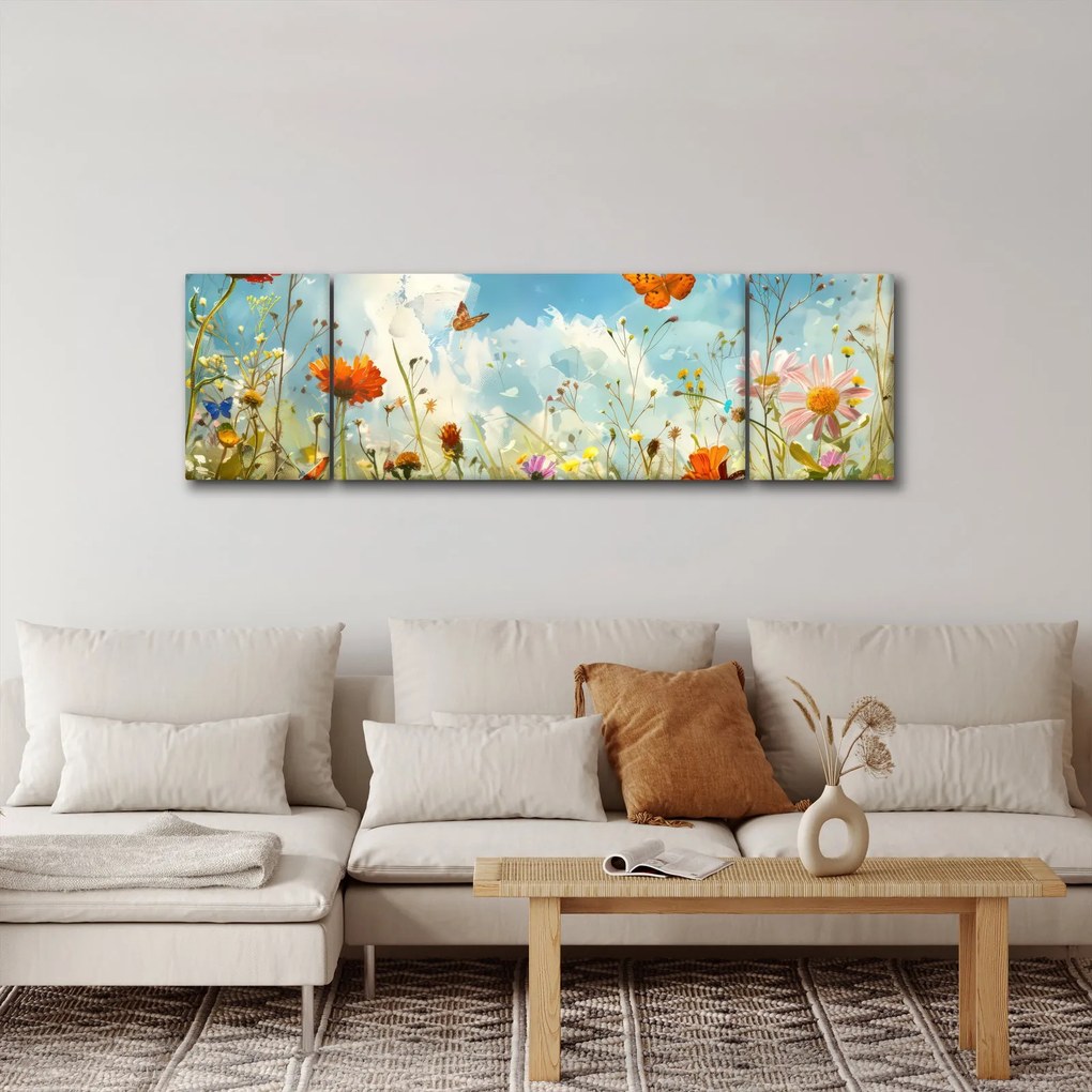 Obraz - Motyle na letniej łące (170x50 cm)