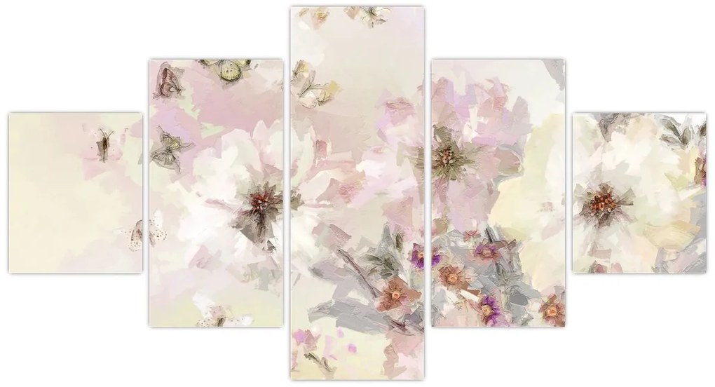 Obraz - Kwiaty malarstwo (125x70 cm)