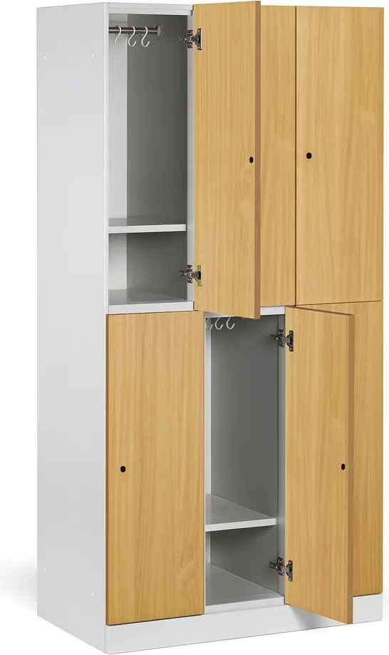 Szafka skrytkowa S1, 6 schowków, 1850 x 900 x 500 mm, zamek kodowy, drzwi laminowane, brzoza