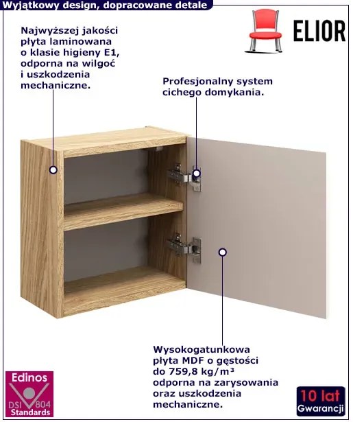 Beżowa kwadratowa szafka wisząca do łazienki N2-F24