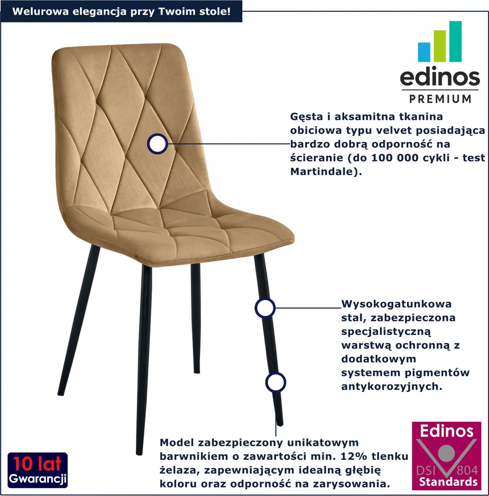 Brązowe pikowane krzesło welurowe R6-H10