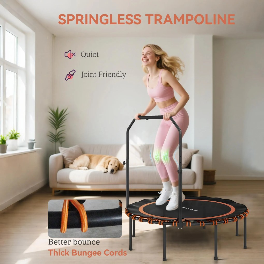 SPORTNOW Trampolina fitness z regulowanym uchwytem, Trampolina sportowa do użytku wewnątrz i na zewnątrz, Stal, Tworzywo sztuczne, Pomarańczowy