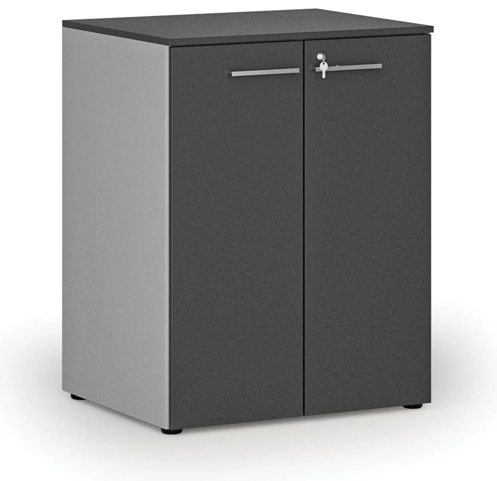 Szafa biurowa z drzwiami PRIMO GRAY, 2 półki, 800 x 640 x 1027 mm, szary/grafit