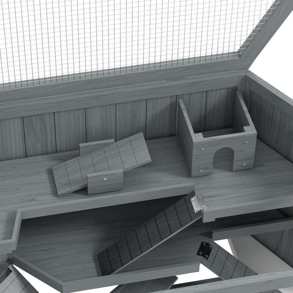 PawHut Klatka dla chomika, 3 poziomy, wyjmowana taca, Drewno/Metal, 115x60x55 cm