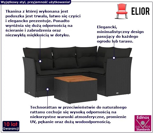 5-częściowy zestaw wypoczynkowy czarny K3-D76