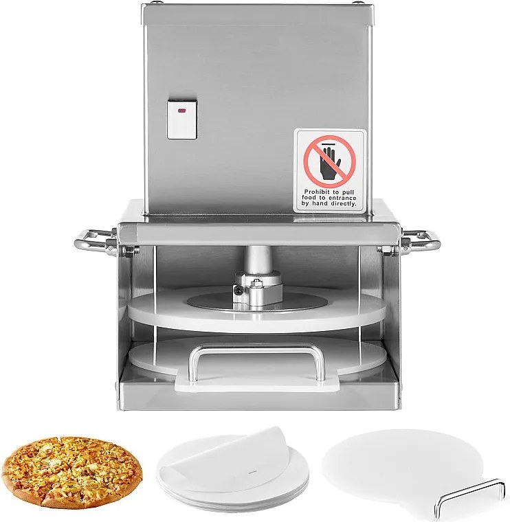 Prasa do Ciasta SucceBuy Elektryczna, Płyta 15 cm, Prasa do Pizzy ze Stali Nierdzewnej, Komercyjna Formierka do Pizzy z Regulowaną Grubością, dla Kawiarń