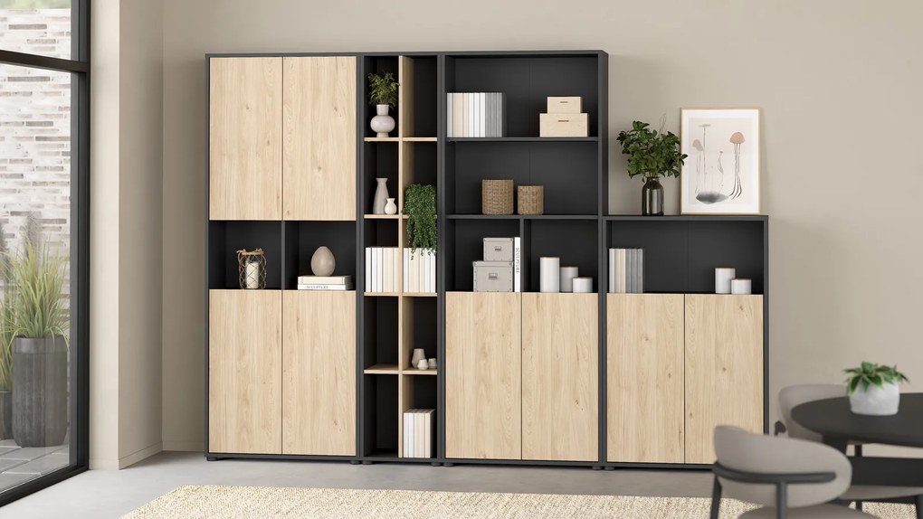 Dwudrzwiowa komoda biurowa Sign jackson hickory/szary mat