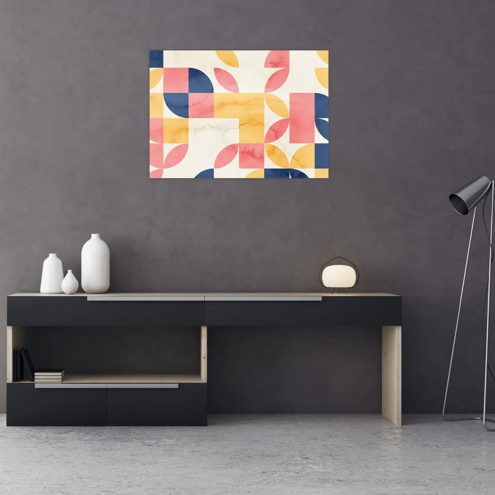 Obraz na szkle - Abstrakcja z wzorami retro (70x50 cm)