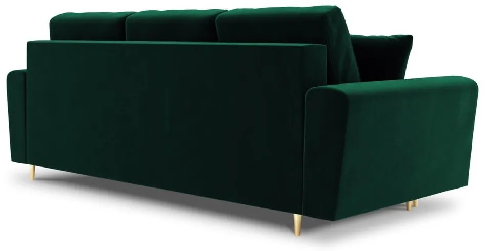 Zielona aksamitna rozkładana/ze schowkiem sofa 235 cm Kyoto – Cosmopolitan Design