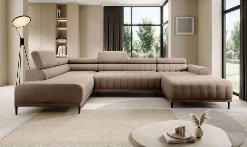 Narożnik CALDO XL Lewostronny z funkcją spania wolnostojący w tkaninie RUN AGAIN 11 WERSAL