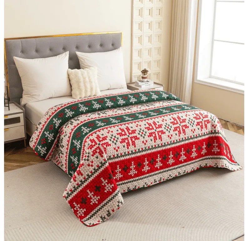 Narzuta na łóżko FROSTED CHRISTMAS, kolorowa Rozmiar: 170 x 210 cm