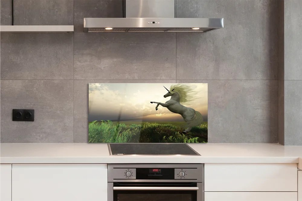 Panel Szklany Jednorożec na Tęczowym Polu