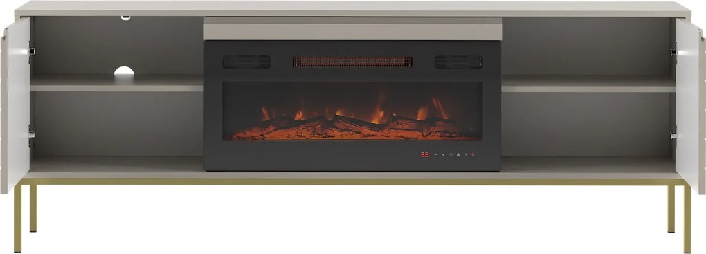 Szafka RTV z kominkiem Aspen 02 cashmere/złoty 180 cm