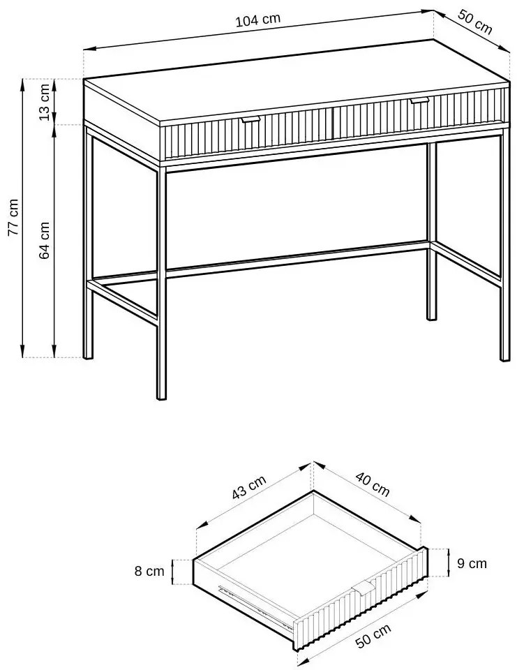 Toaletka MILONA 104 cm szara mat PIASKI Meble