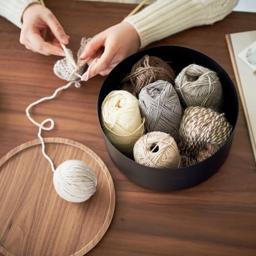 Czarny metalowy pojemnik z pokrywką ø 22x11 cm Rin – YAMAZAKI