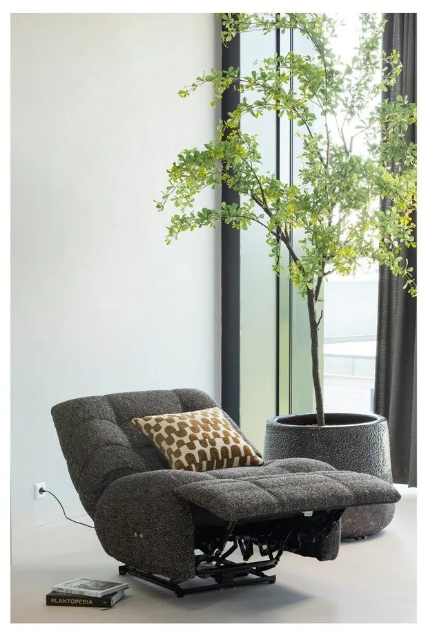 Antracytowy częściowo rozkładany fotel wypoczynkowy Hein – WOOOD