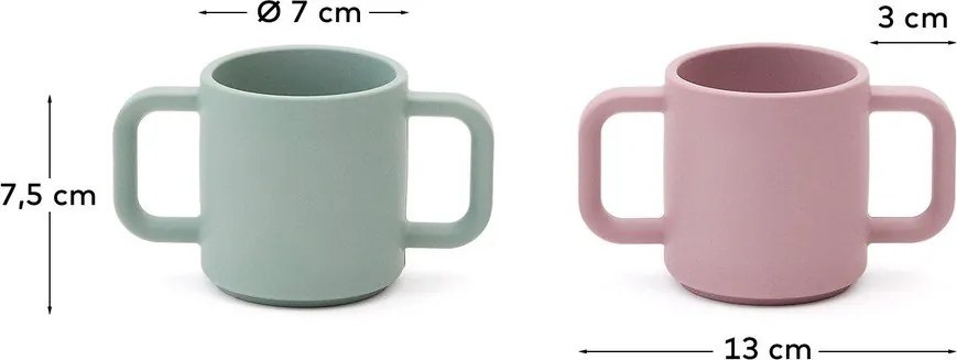 Jasnoróżowo-turkusowe silikonowe kubki dla dzieci zestaw 2 szt. Lili – Kave Home