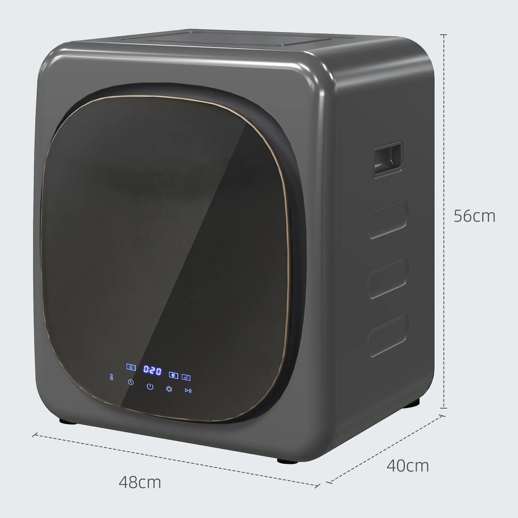 HOMCOM Suszarka do Ubrań z Dezynfekcją UV, Kompaktowa Budowa, 4 kg Pojemności, Stal Nierdzewna, Szary