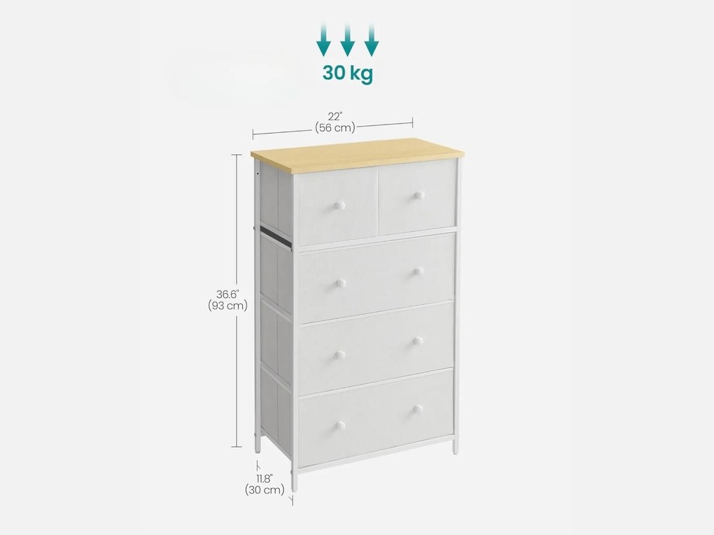 Komoda z szufladami HALLY 53x93 cm, dąb/biały