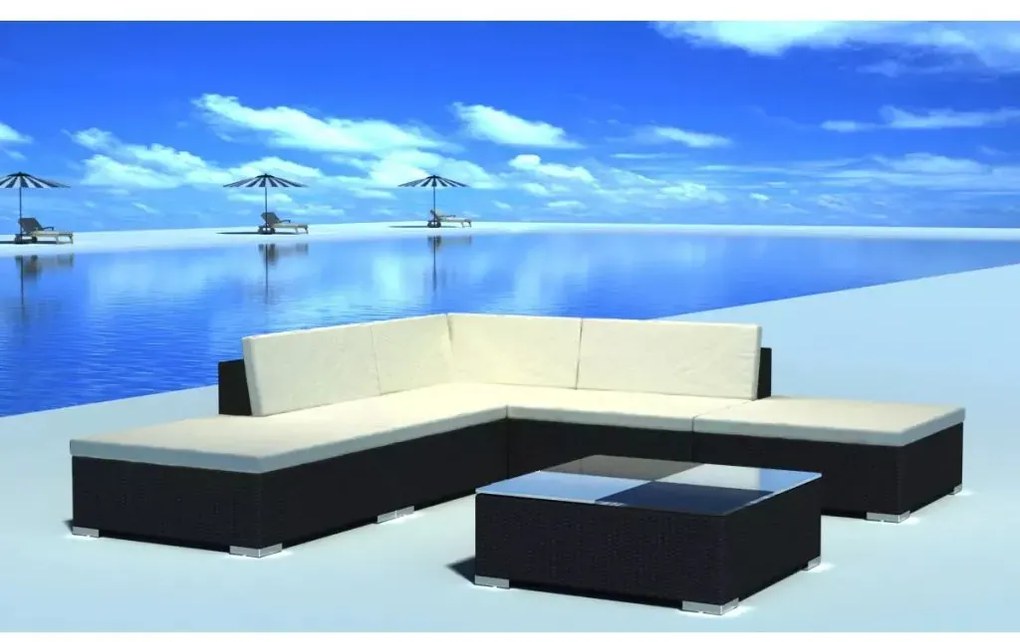 Czarny ogrodowy komplet wypoczynkowy L1-T93