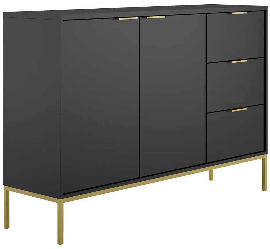 Czarna komoda na złotym stelażu W9-M05