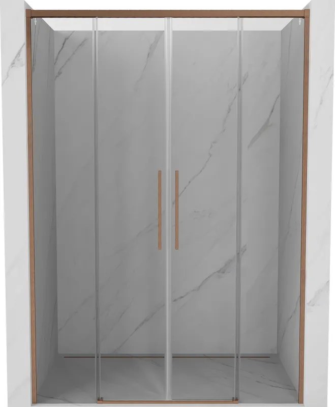 Mexen Rox Duo drzwi prysznicowe rozsuwane 140 cm, transparent, miedź szczotkowana - 8C2-140-002-65-00