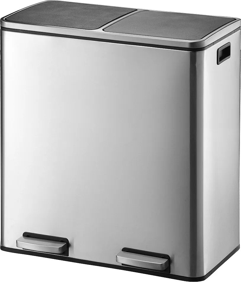 Kosz na Śmieci z Pedałem do Segregacji MAJOR srebrny 60L