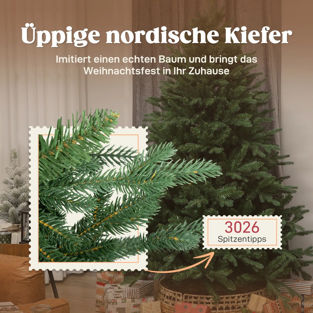 HOMCOM Sztuczna choinka 180 cm, realistyczna sosna, 3026 końcówek – do domu