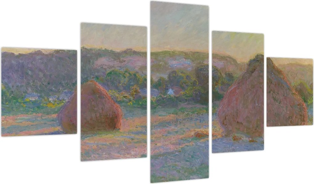 Obraz - Claude Monet, Stacks of Wheat (End of Summer) , reprodukcje (125x70 cm)
