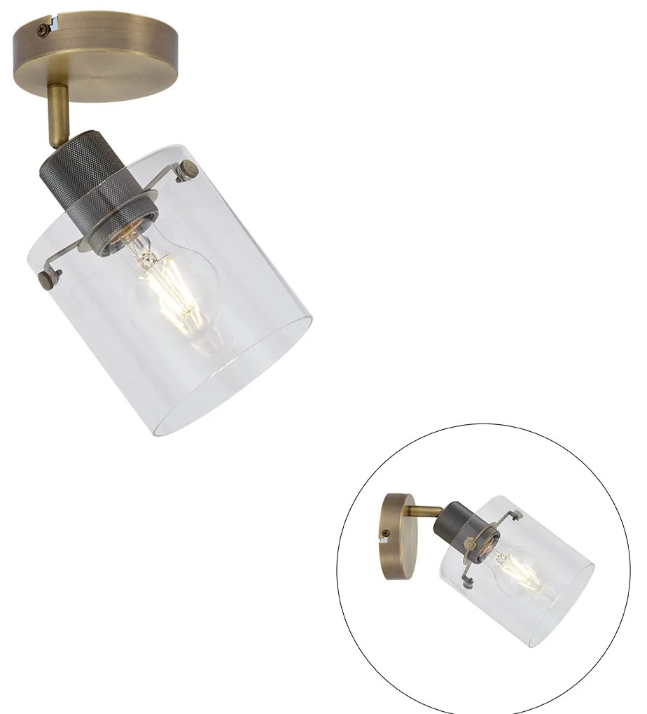 Designerski reflektor ścienny brązowy z przezroczystym szkłem - Domo Nowoczesny Oswietlenie wewnetrzne