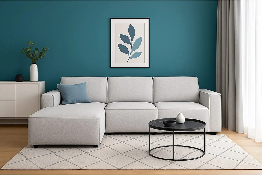 Narożnik modułowy Cursal A lewy – sofa narożna 284 x 166 cm,jasno szary Raven 6, nowoczesny design