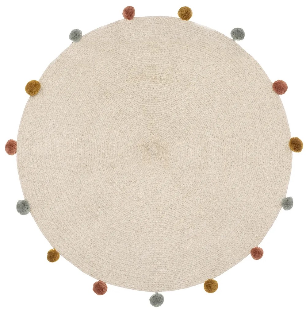 Dywan okrągły beżowy POMPONY 90 cm
