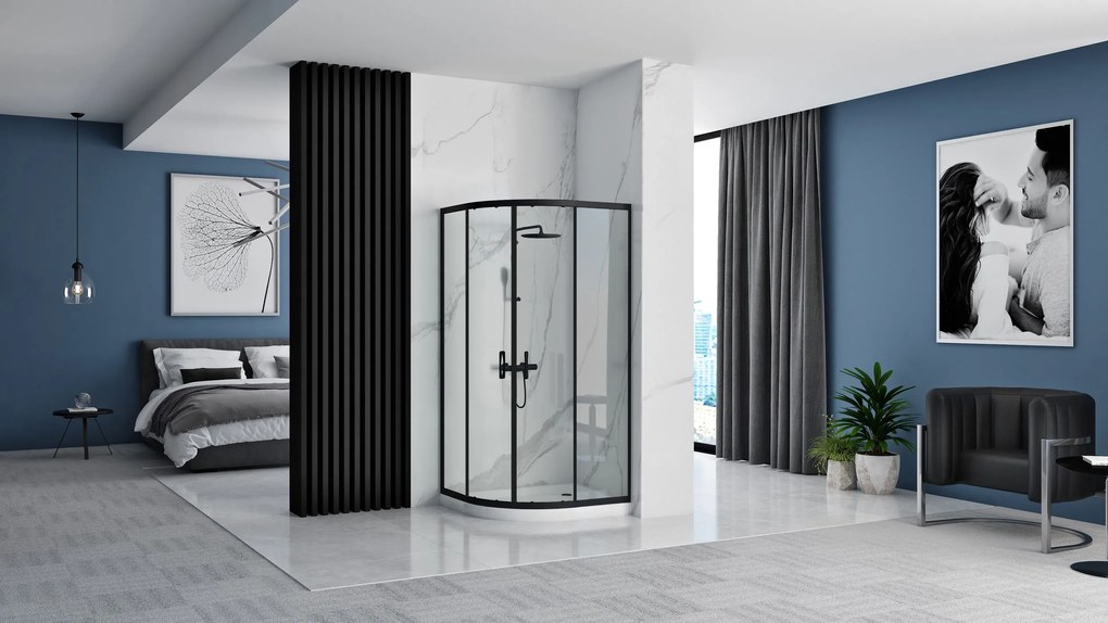 Kabina Prysznicowa REA Look Czarna Black 80x80
