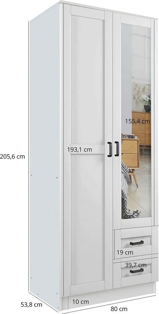 Szafa uchylna z lustrem i szufladami kaszmir + biały Z4-S55