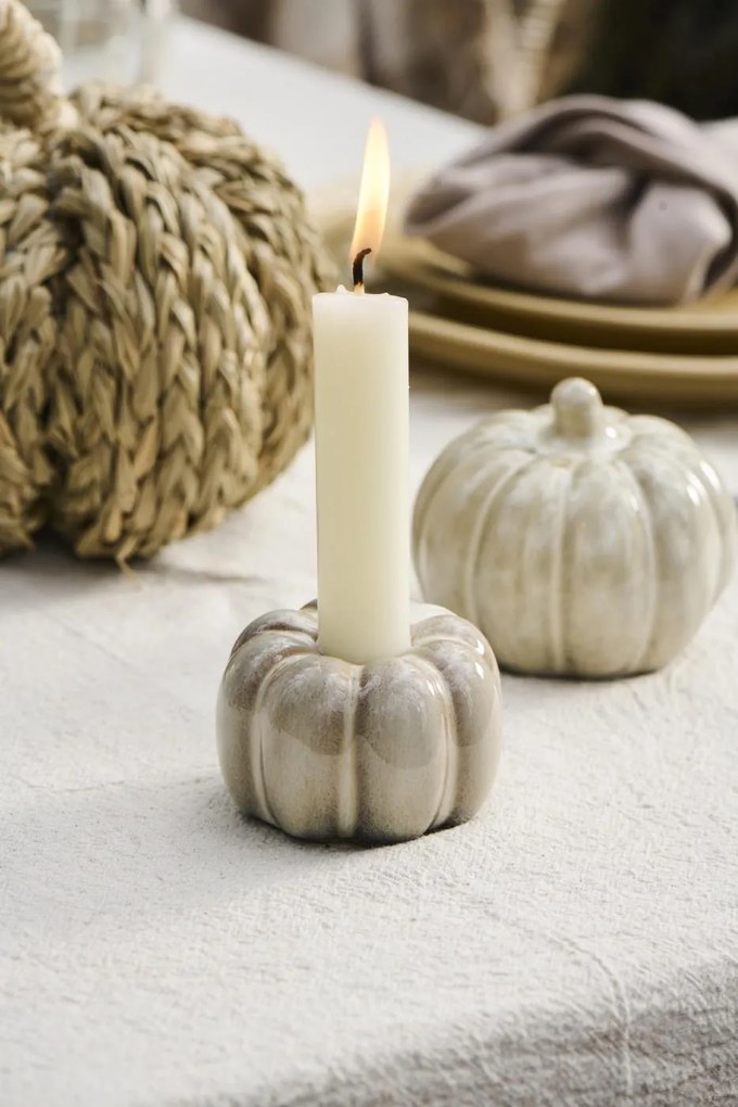 IB Laursen Kamienna dekoracja dynia PUMPKIN STANDING Ø10 cm kremowa