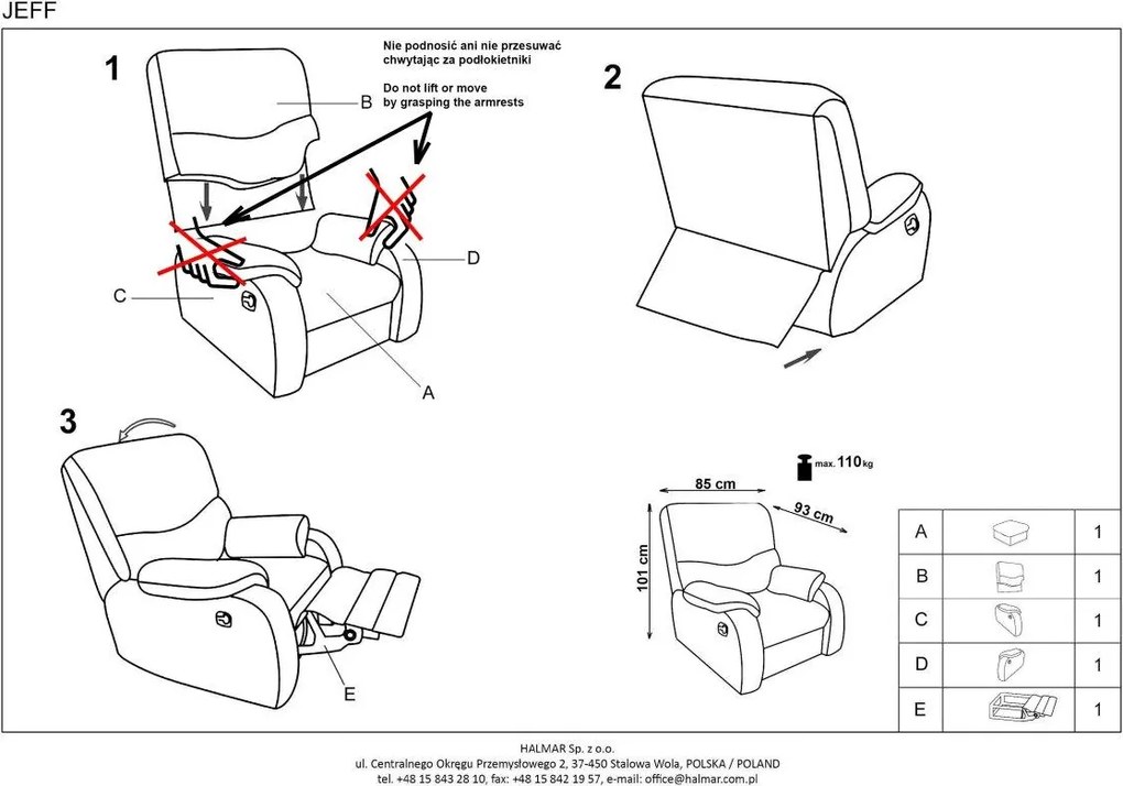 Fotel rozkładany Jeff