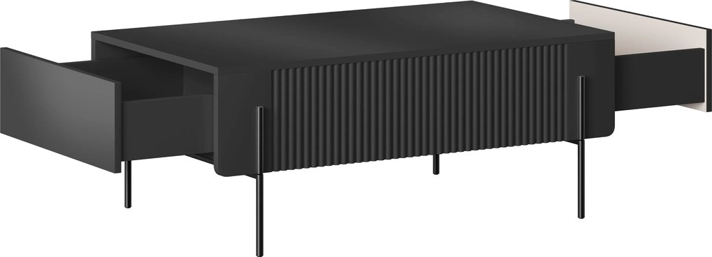 Stolik kawowy Malmi 100 cm z szufladami - czarny mat / czarne nóżki