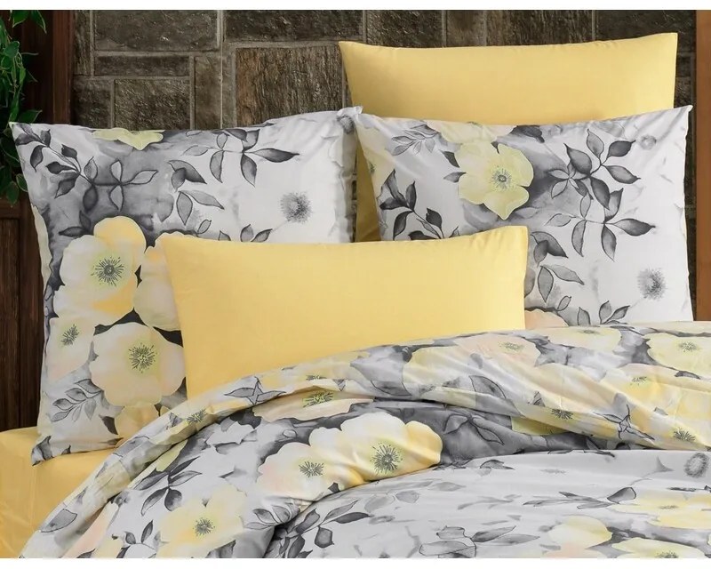 BedTex Bawełniana pościel Alisa żółta, 140 x 220 cm, 70 x 90 cm