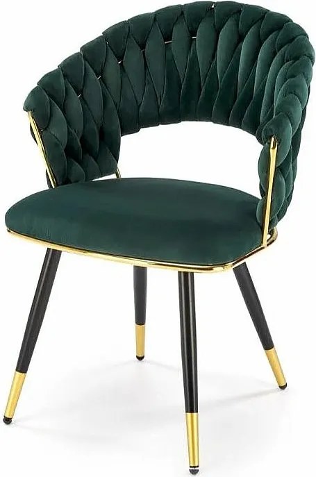 Krzesło tapicerowane K551 zielone/złote