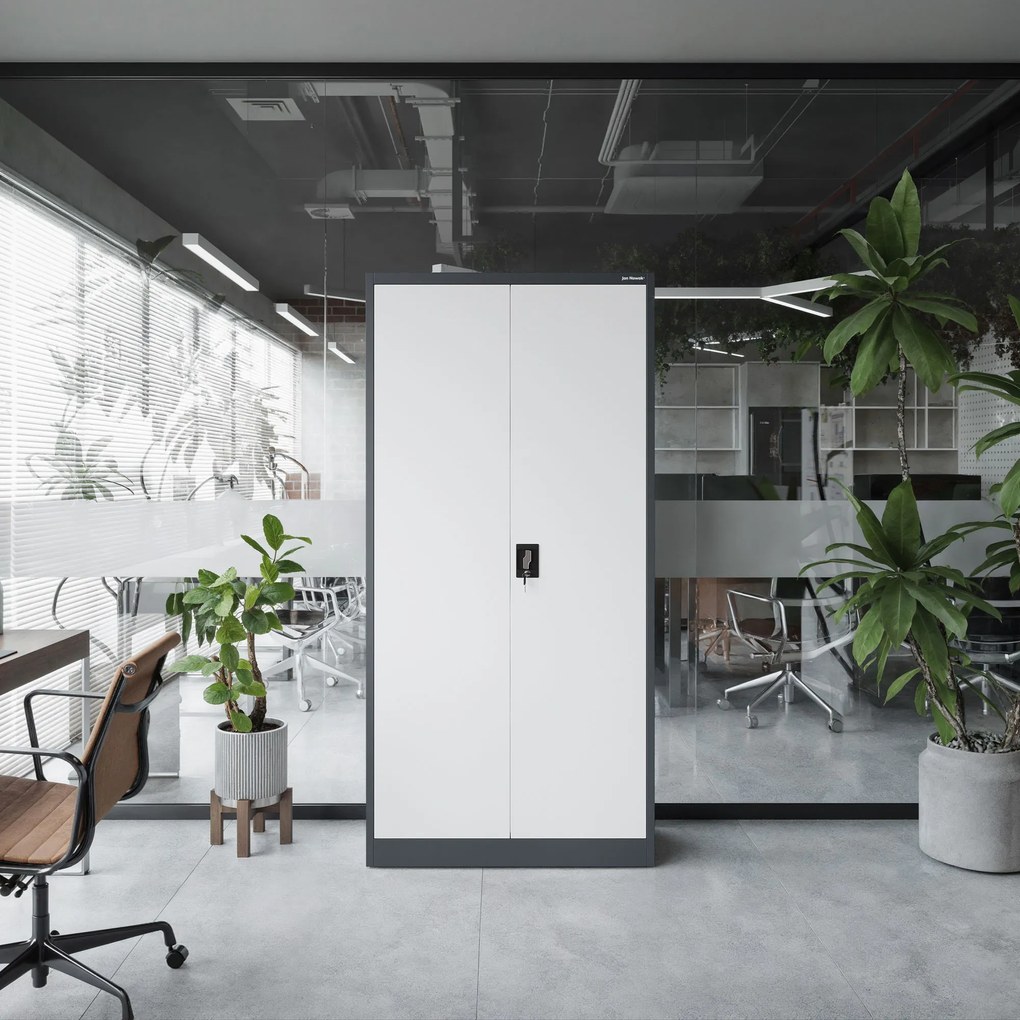 Szafa biurowa na dokumenty antracytowo-biała: JAN, 900 x 1850 x 400 mm