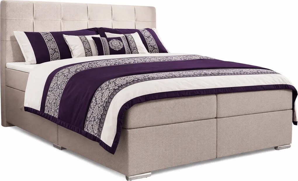 Dwuosobowe Łóżko Kontynentalne Z Pikowanym Zagłówkiem 160X200 G7-W23