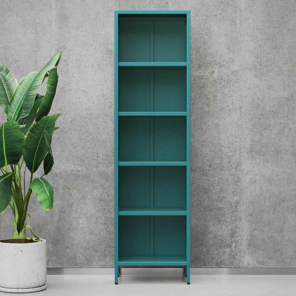 Regał na książki MARIO, 500 x 1800 x 350 mm, Modern: morski