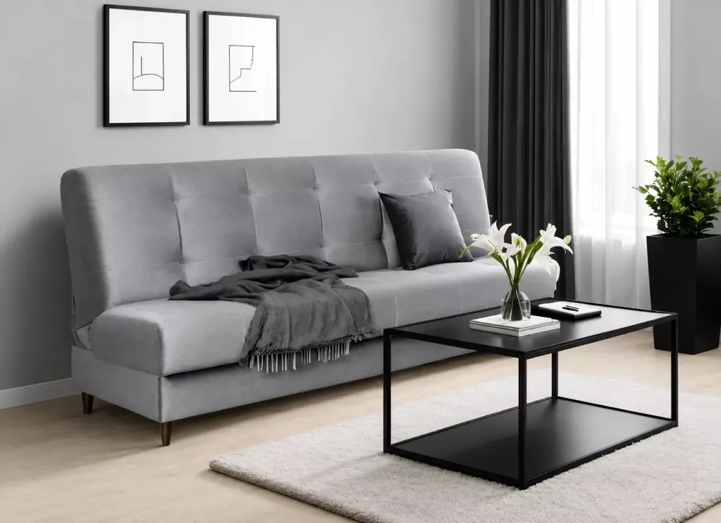 Sofa rozkładana Cypria z pojemnikiem na pościel i funkcją spania – welur Paros, elegancka