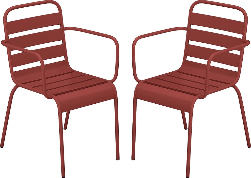 Zestaw 2 metalowych, składanych foteli ogrodowych - Czerwony - MIRMANDE marki MYLIA