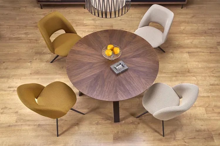Okrągły fornirowany stół w stylu retro - Coriander