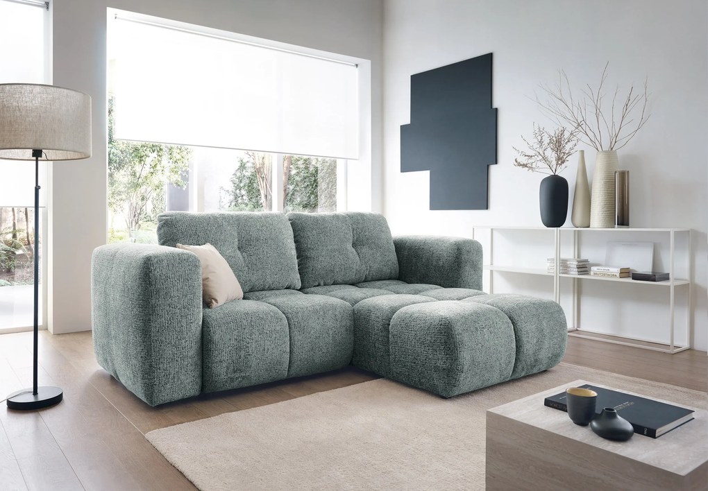 Masseno Narożnik ARTE z funkcją spania i pojemnikiem na pościel Narozniki L, Rozkładana sofa - Szary, BELLO 35